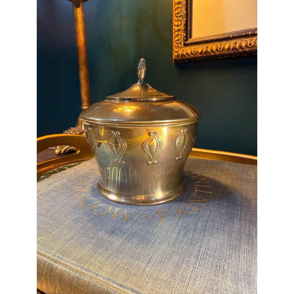 Vintage Brass Tabak Tobacco Jar with Lid European Brass Canister 6 Inch - Picture 5 of 11